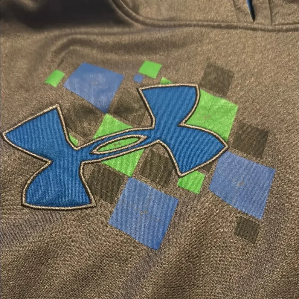 Under Armour Charcoal Hoodie with Vibrant Logo YXL Boys - Picture 4 of 5